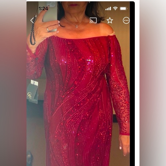 Gorgeous Adrianna Papell designer gown cranberry color beaded size 12 - Picture 7 of 7